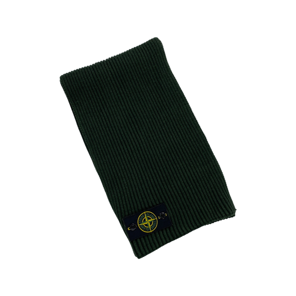 Stone Island Ribbed Cotton Green Scarf
