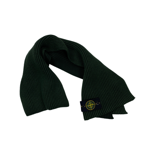 Stone Island Ribbed Cotton Green Scarf