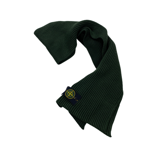 Stone Island Ribbed Cotton Green Scarf