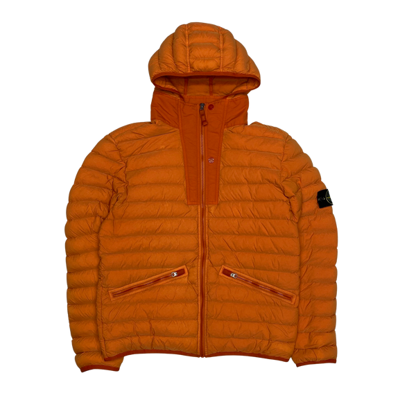 Stone Island Orange Loom Woven Down Puffer Jacket