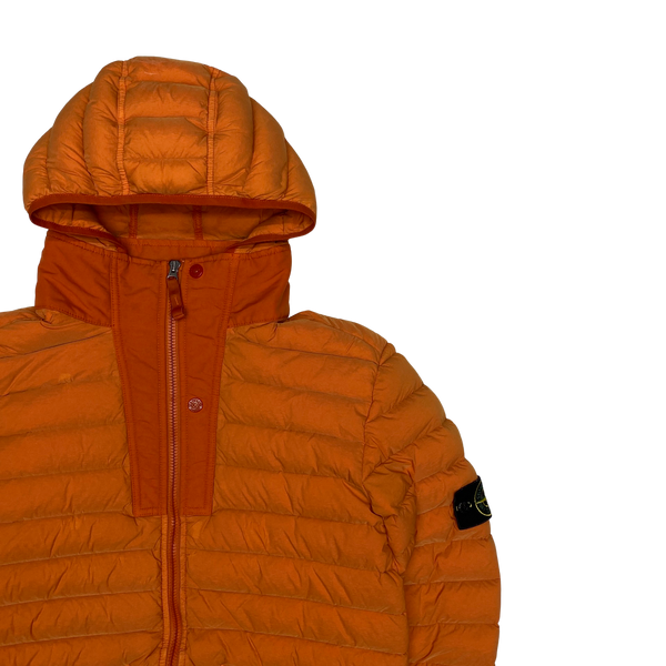 Stone Island Orange Loom Woven Down Puffer Jacket