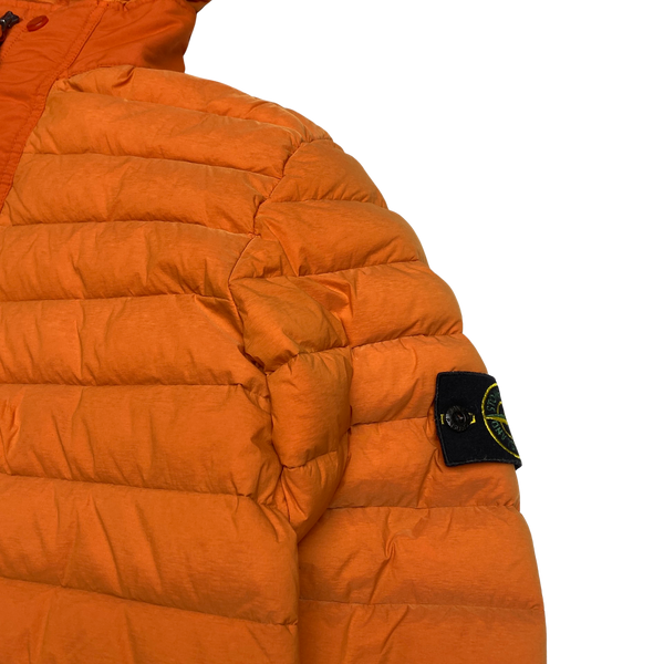 Stone Island Orange Loom Woven Down Puffer Jacket