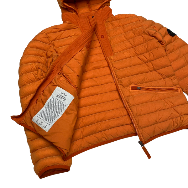 Stone Island Orange Loom Woven Down Puffer Jacket