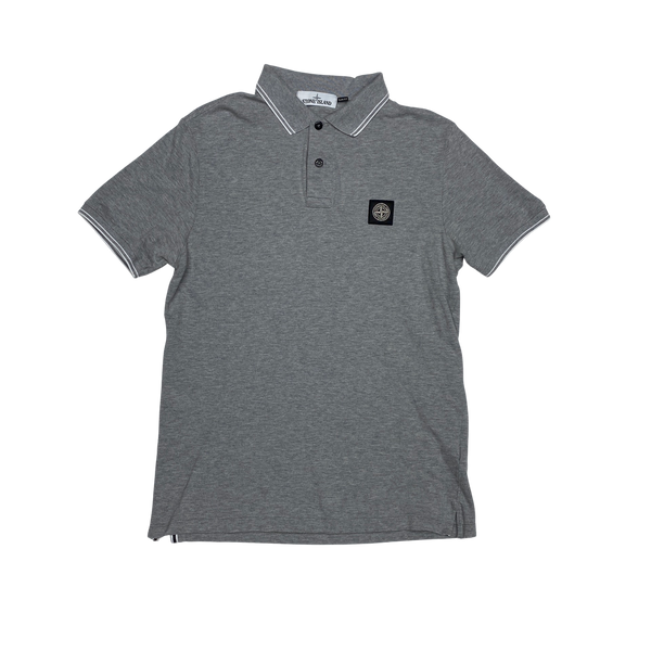 Stone Island Light Grey Cotton Slim Fit Polo