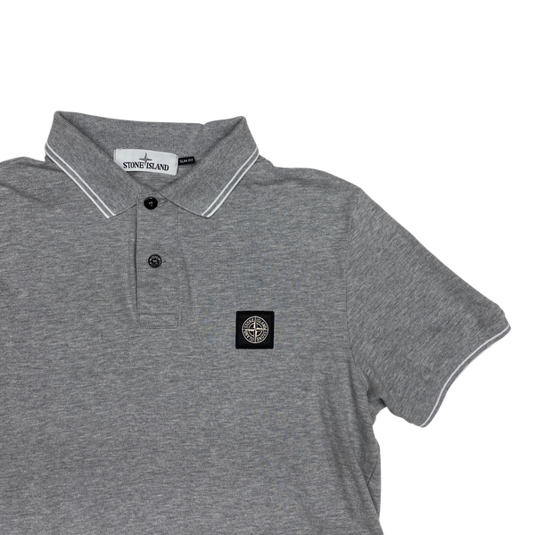 Stone Island Light Grey Cotton Slim Fit Polo