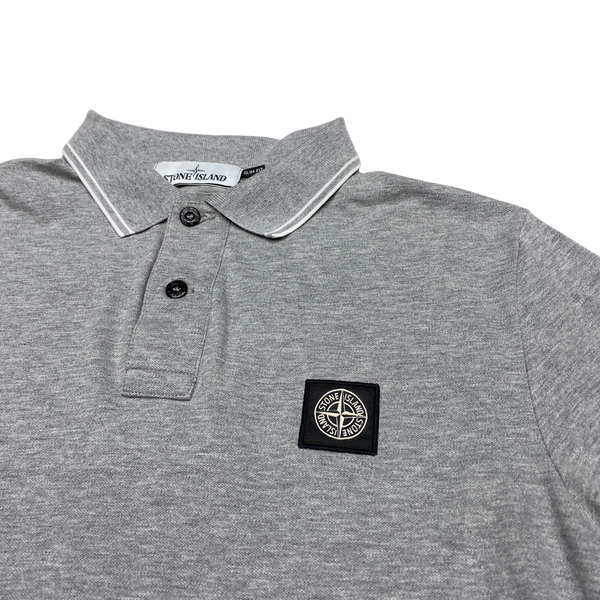 Stone Island Light Grey Cotton Slim Fit Polo