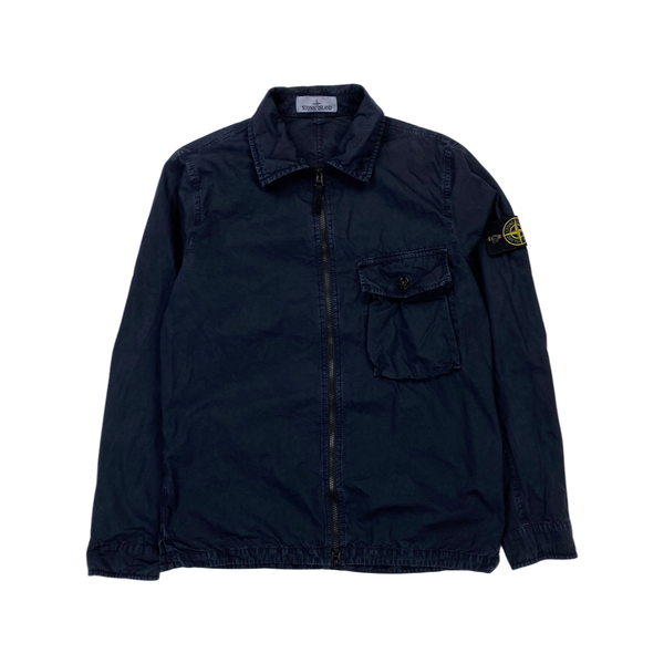 Stone Island 2020 Navy Cotton Zipped Overshirt