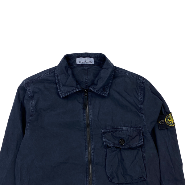 Stone Island 2020 Navy Cotton Zipped Overshirt