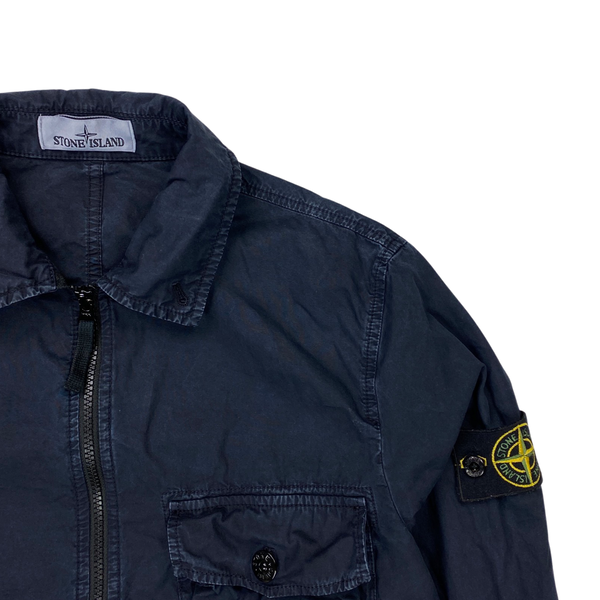 Stone Island 2020 Navy Cotton Zipped Overshirt