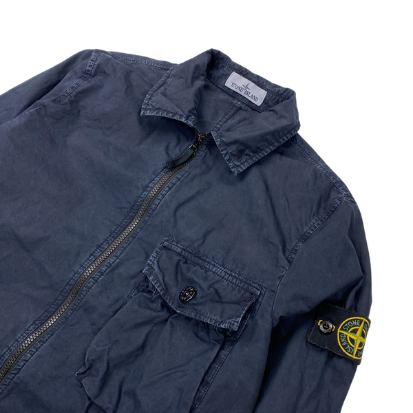 Stone Island 2020 Navy Cotton Zipped Overshirt