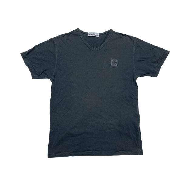 Stone Island 2018 Grey V Neck Cotton T Shirt
