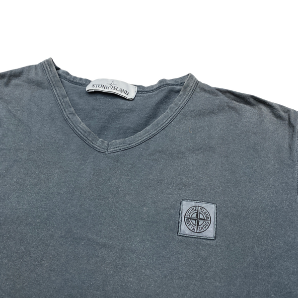 Stone Island 2018 Grey V Neck Cotton T Shirt