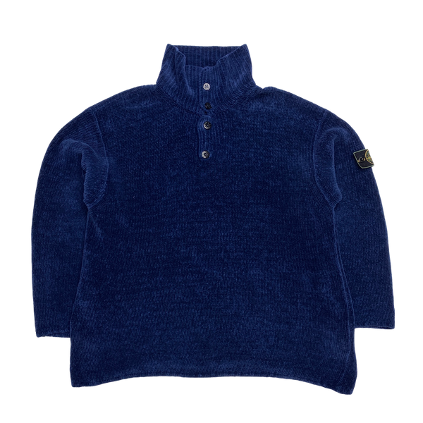 Stone Island Vintage 1995 Blue Chenille Knit Pullover