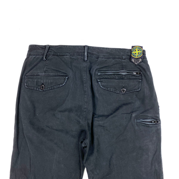 Stone Island Thick Cotton Black Trousers