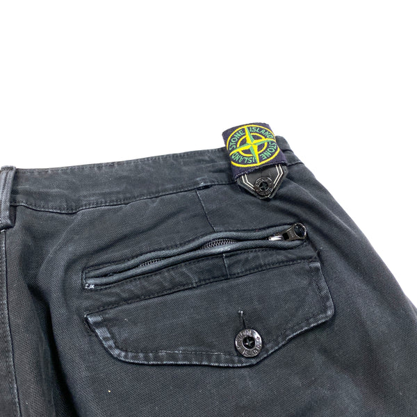 Stone Island Thick Cotton Black Trousers