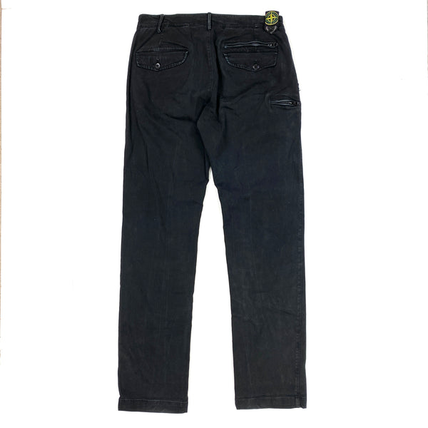 Stone Island Thick Cotton Black Trousers