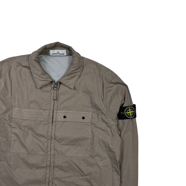 Stone Island Beige Brushed Cotton Zipped Overshirt