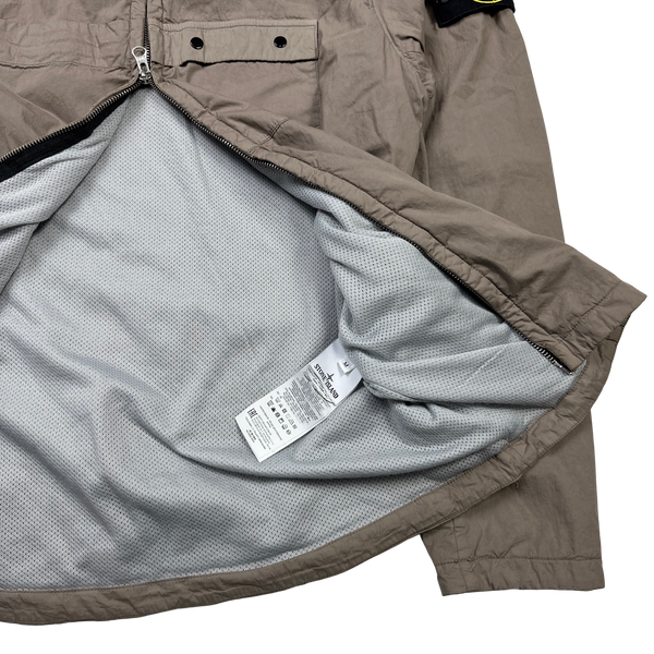 Stone Island Beige Brushed Cotton Zipped Overshirt