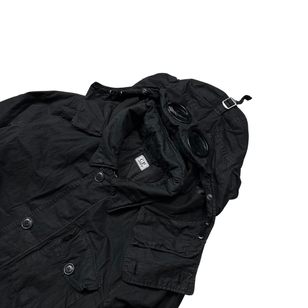 CP Company Black Multi Pocket 50 Fili Goggle Jacket - Large