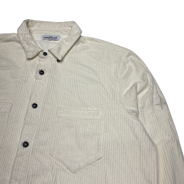 Stone Island White Jumbo Cord Shirt