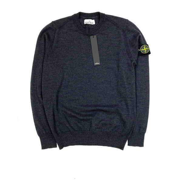 Stone Island Grey Crewneck Wool Knit Jumper