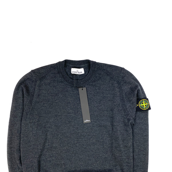 Stone Island Grey Crewneck Wool Knit Jumper