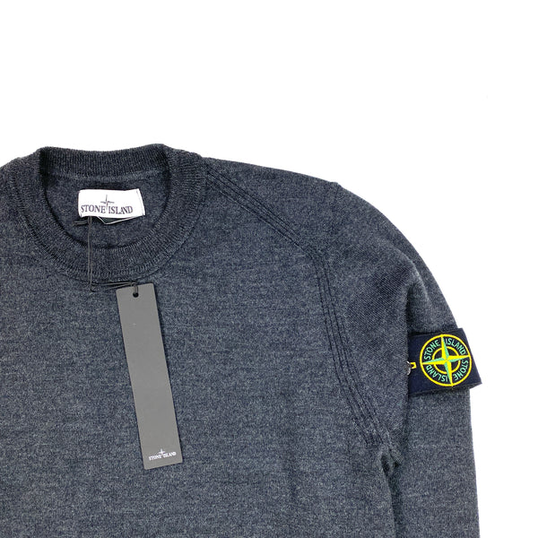 Stone Island Grey Crewneck Wool Knit Jumper