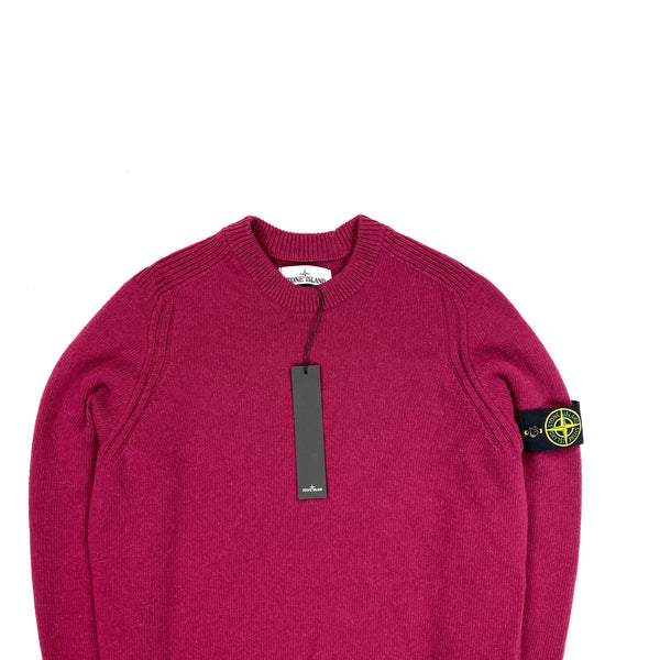 Stone Island Magenta Lambswool Knit Crewneck Jumper
