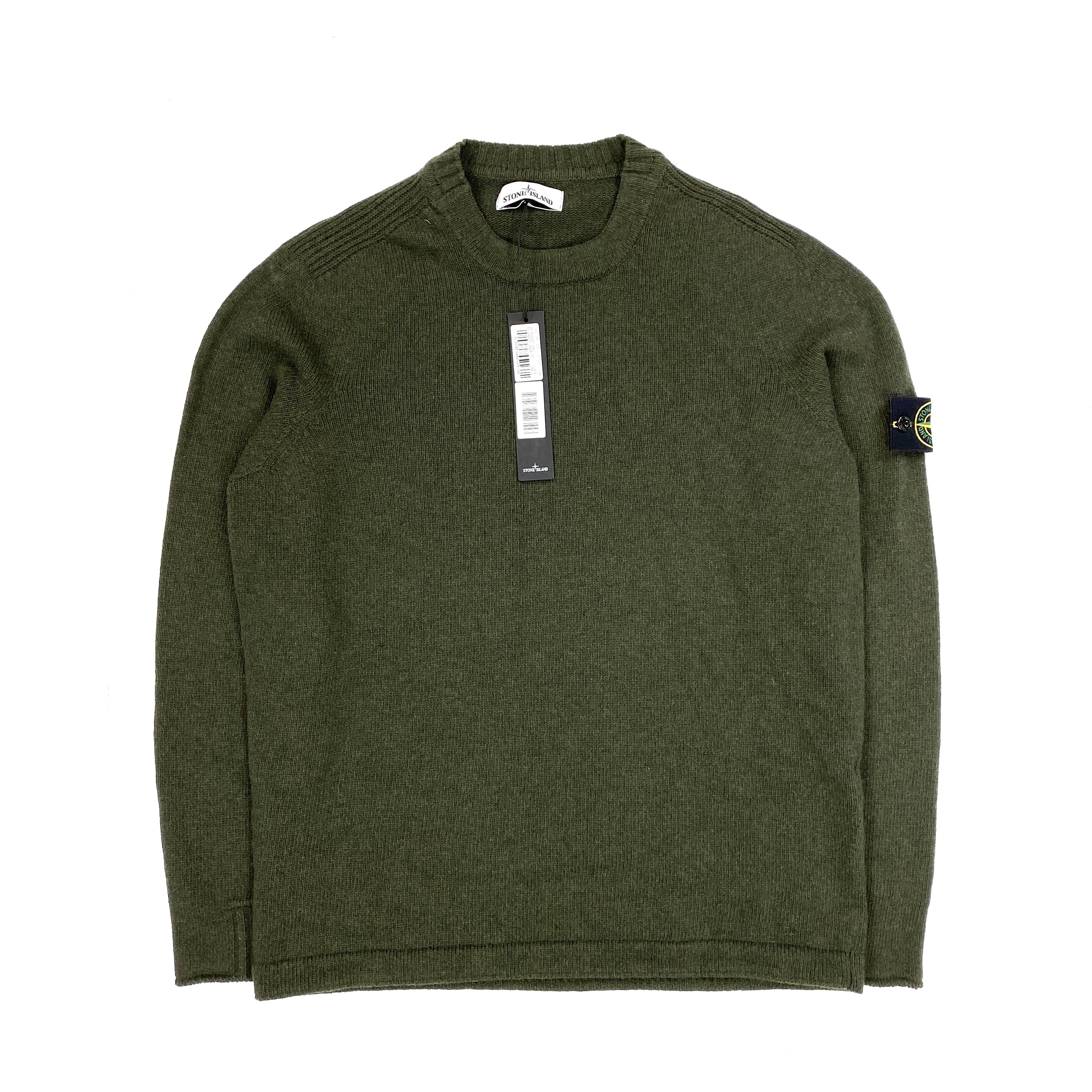Stone Island Khaki Lambswool Crewneck Jumper Mat s Island
