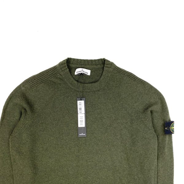 Stone Island Khaki Lambswool Crewneck Jumper