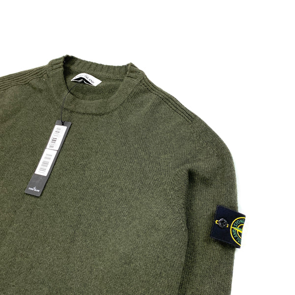Stone Island Khaki Lambswool Crewneck Jumper