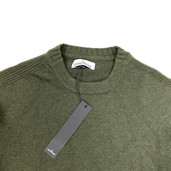 Stone Island Khaki Lambswool Crewneck Jumper