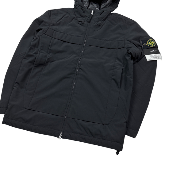 Stone Island Black Soft Shell R E Dye Primaloft Insulation Jacket - Large