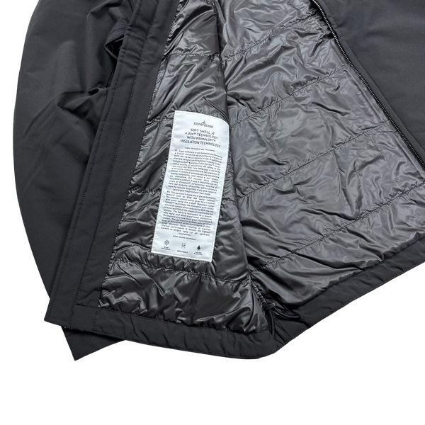 Stone Island Black Soft Shell R E Dye Primaloft Insulation Jacket - Large