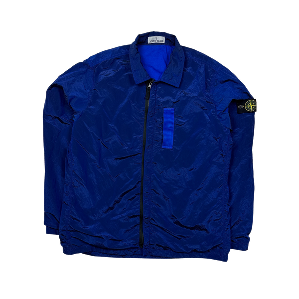 Stone Island 2017 Blue Nylon Metal Shimmer Overshirt - XXL