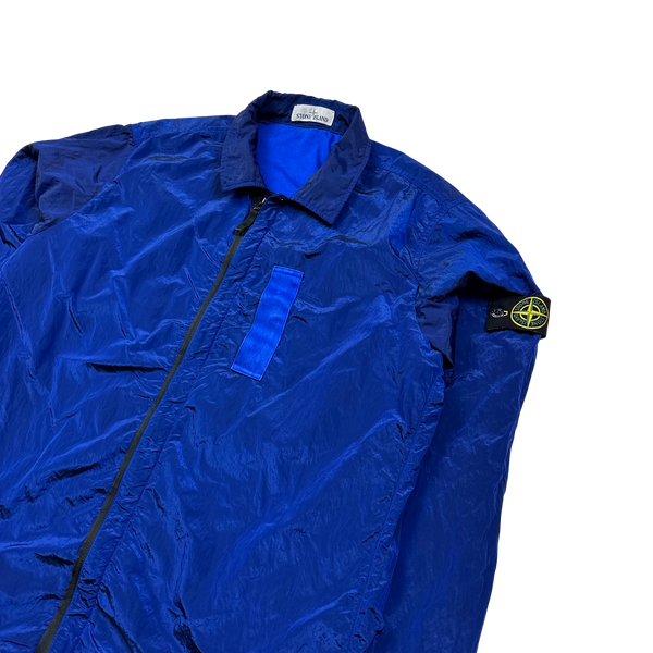 Stone Island 2017 Blue Nylon Metal Shimmer Overshirt - XXL