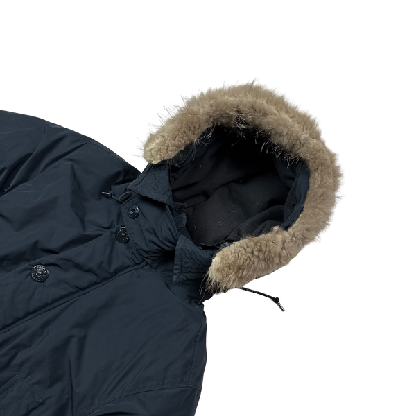Stone Island 2014 Micro Reps Down Filled Fur Trim Parka - Medium