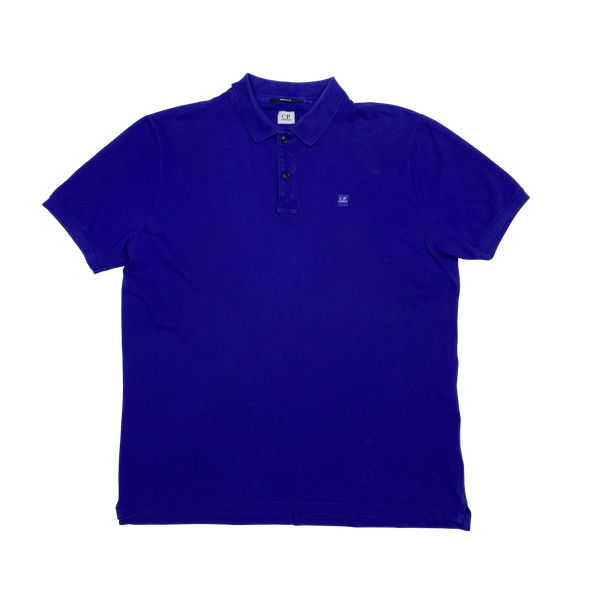 CP Company Blue Cotton Short Sleeve Polo