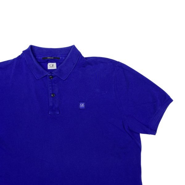 CP Company Blue Cotton Short Sleeve Polo