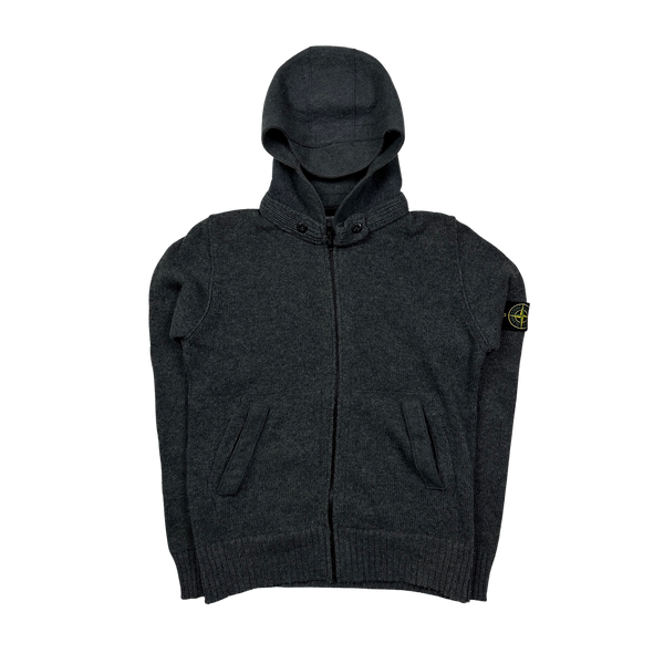 Stone Island Grey Wool Zipped Hoodie