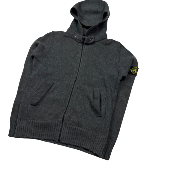 Stone Island Grey Wool Zipped Hoodie