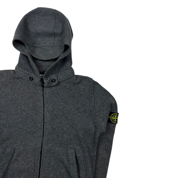 Stone Island Grey Wool Zipped Hoodie