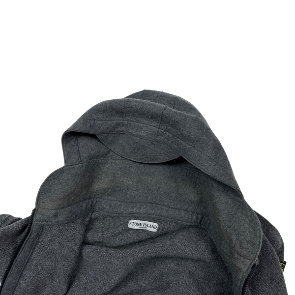 Stone Island Grey Wool Zipped Hoodie