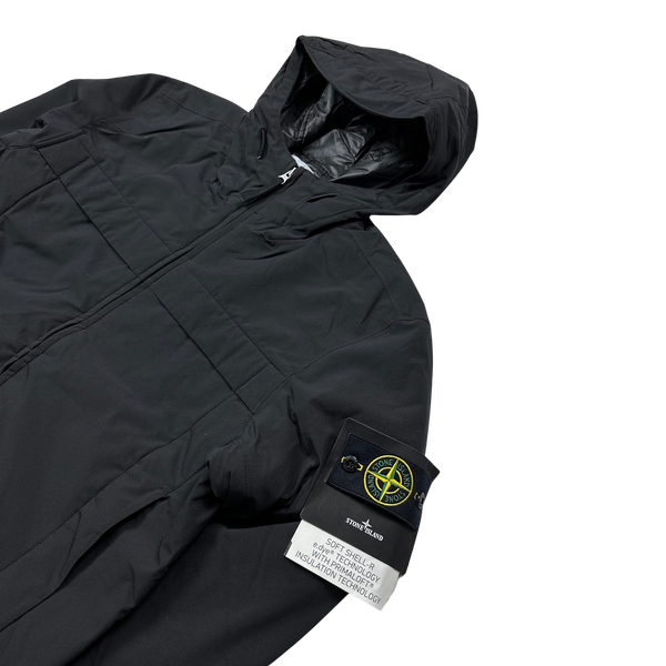 Stone Island Black Soft Shell R E Dye Primaloft Insulation Jacket - Large