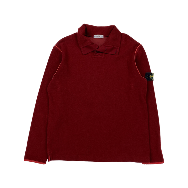Stone Island Red Wool Vintage 2002 Wool Pullover