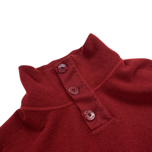 Stone Island Red Wool Vintage 2002 Wool Pullover