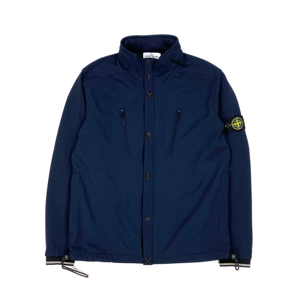 Stone Island Navy Fleece Lined Soft Shell R Jacket