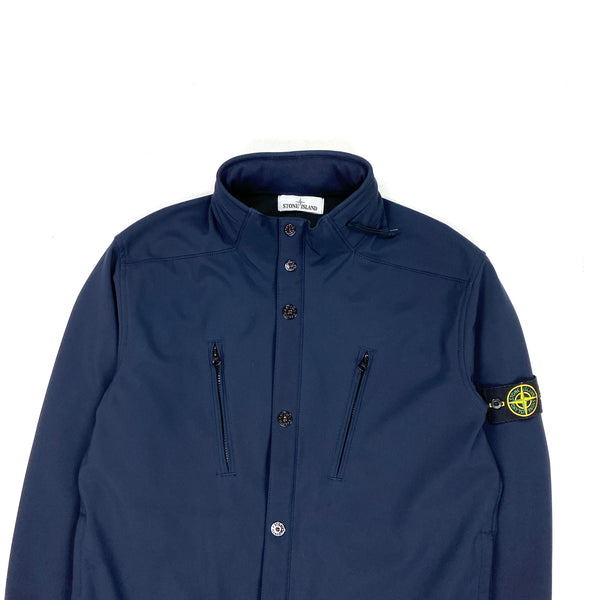 Stone Island Navy Fleece Lined Soft Shell R Jacket