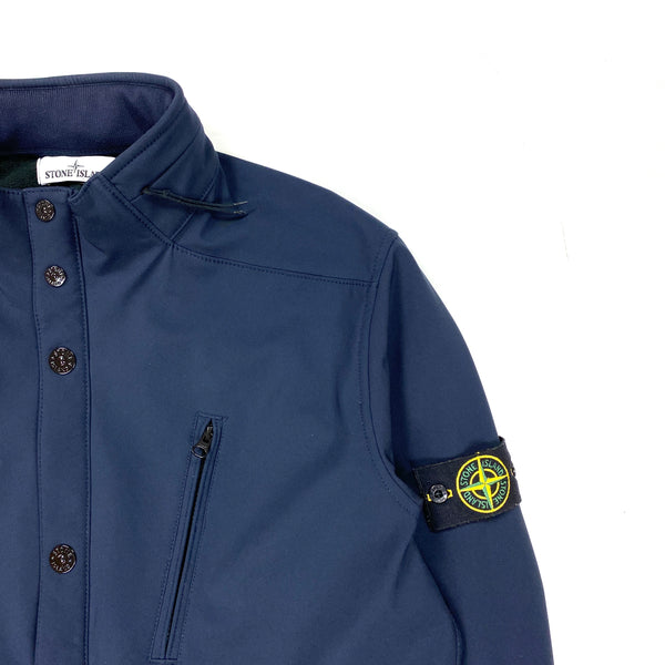 Stone Island Navy Fleece Lined Soft Shell R Jacket