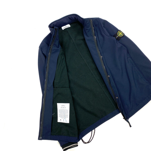 Stone Island Navy Fleece Lined Soft Shell R Jacket